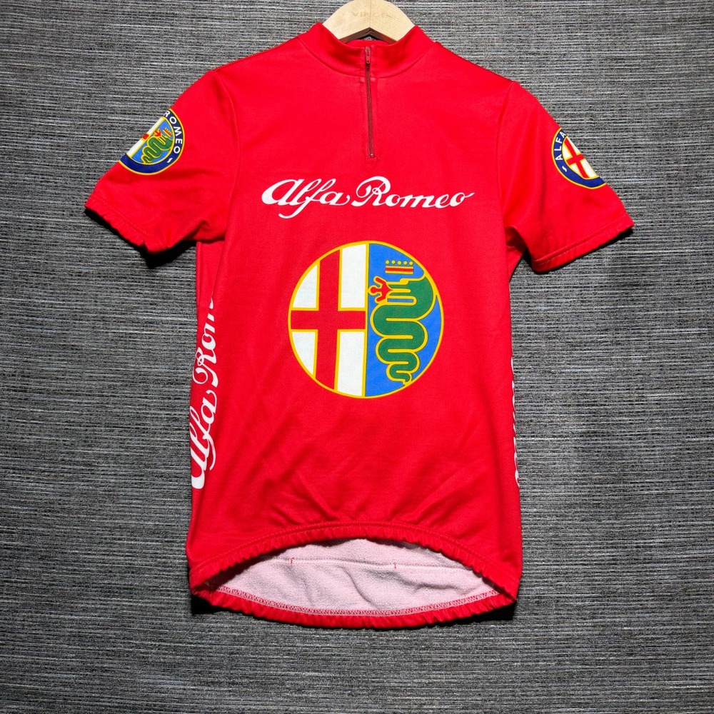Alfa Romeo Cycling Jersey Adult 3 Red 1/4 Zip Made in Italy Graphic Racing